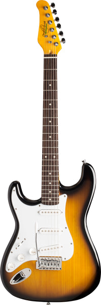 Oscar Schmidt OS-300-TS-LH-A Double Cut Solid Body Left-Handed Electric Guitar. Tobacco Sunburst