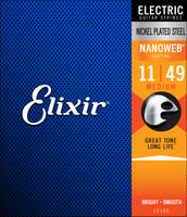Elixir 12102 Nickel Plated Steel Electric Guitar Strings with NANOWEB. Medium 11-49