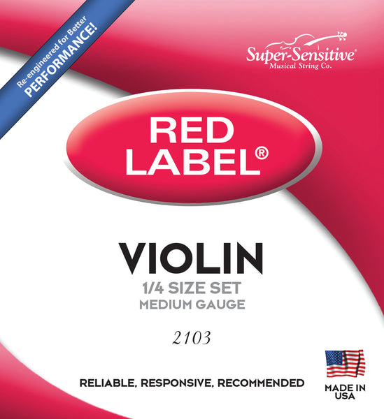 Supersensitive 2103 Red Label Violin. Nickel 1/4 Medium Gauge