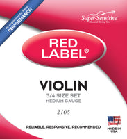 Supersensitive 2105 Red Label Violin. Nickel 3/4 Medium Gauge