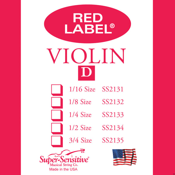 Supersensitive 2134 Red Label Violin. D String Nickel 1/2 Medium Gauge