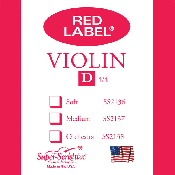 Supersensitive 2137 Red Label Violin. D String Nickel 4/4 Medium Gauge
