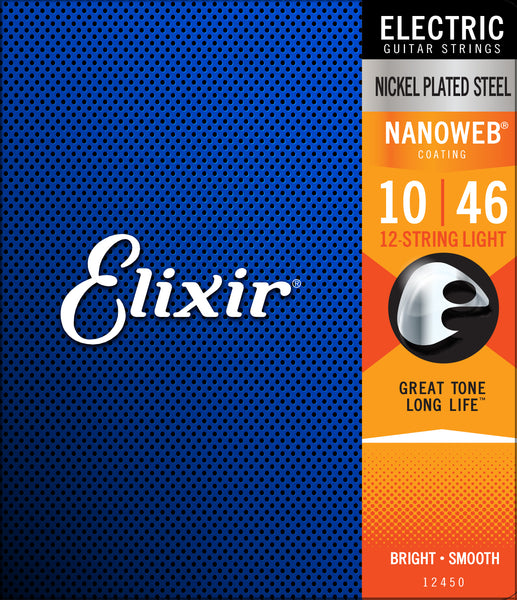 Elixir 12450 Nickel Plated Steel (12 String) Electric Guitar Strings NANOWEB. Light 10-46 & 10-26