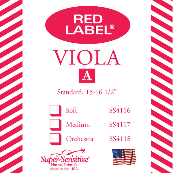 Supersensitive 4117 Red Label Viola. A String Nickel 15-6" Medium Gauge