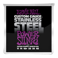 Ernie Ball P02245 Power Slinky Stainless Steel Wound Electric Guitar Strings. 11-48