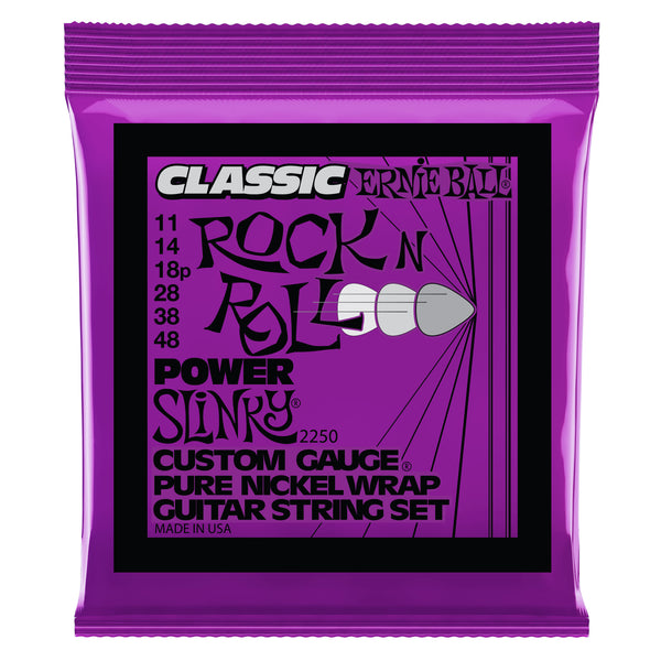 Ernie Ball P02250 Power Slinky Classic Rock n Roll Pure Nickel Wrap Electric Guitar Strings. 11-48