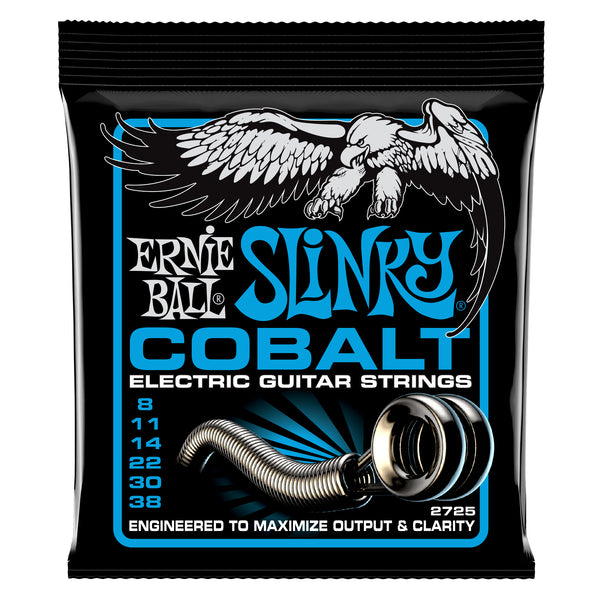 Ernie Ball P02725 Extra Slinky Cobalt Electric Guitar Strings. 8-38