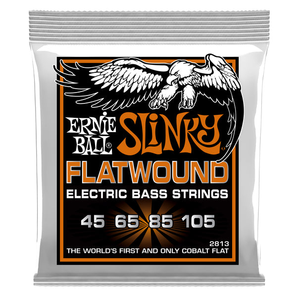 Ernie Ball P02813 Hybrid Slinky Flatwound Electric Bass Strings. 45-105