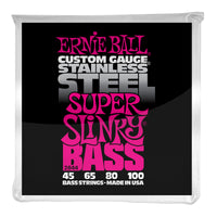 Ernie Ball P02844 Super Slinky Stainless Steel Electric Bass Strings. 45-100