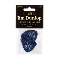Dunlop 483P10HV Celluloid Guitar Pick Blue Pearloid Heavy (12 Pack)