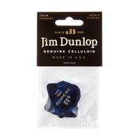 Dunlop 483P10TH Celluloid Guitar Pick Blue Pearloid Thin (12 Pack)