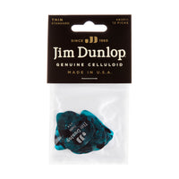 Dunlop 483P11TH Celluloid Guitar Pick Turquoise Pearloid Thin (12 Pack)