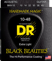 DR Strings BKA-10 Black Beauties Colored Coated Acoustic Guitar. 10-48
