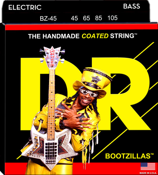 DR Strings BZ-45 Bootzillas Clear Coated Stainless Steel Bass Strings. 45-105
