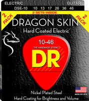 DR Strings DSE-2/10 Dragon Skin Clear Coated Electric Guitar Strings. 10-46 (2-Pack)