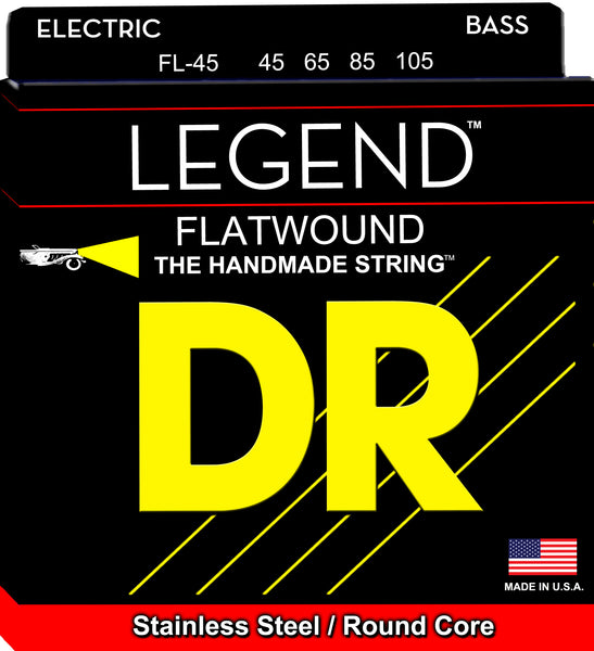 DR Strings FL-45 Legend Flatwound Electric Bass Strings. 45-105