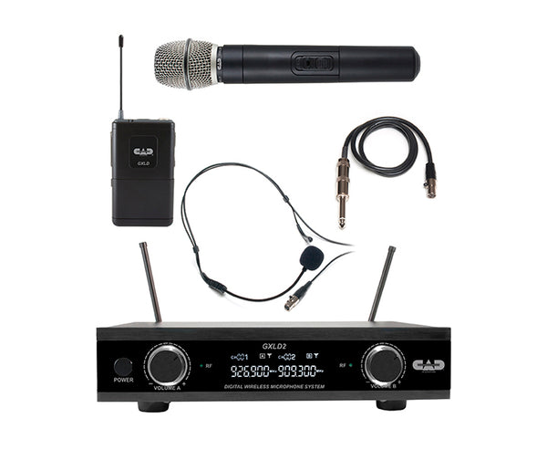 CAD Audio GXLD2HBAH Dual Channel Handset and Bodypack Wireless Microphone System. AH Frequency