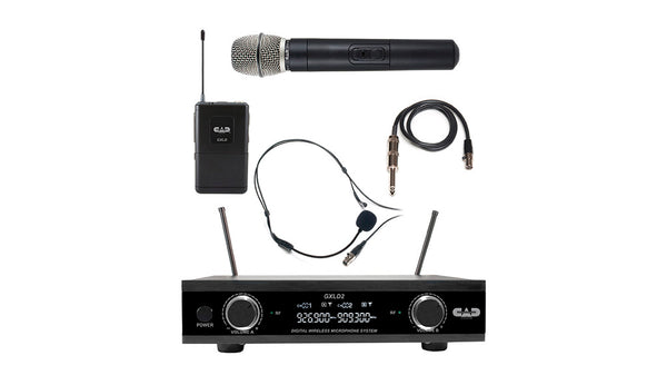 CAD Audio GXLD2HBAI Dual Channel Handset and Bodypack Wireless Microphone System. AI Frequency