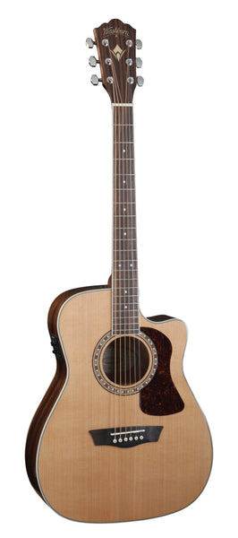 Washburn F11SCE Heritage 10 Series Folk Cutaway Acoustic Electric Guitar. Natural