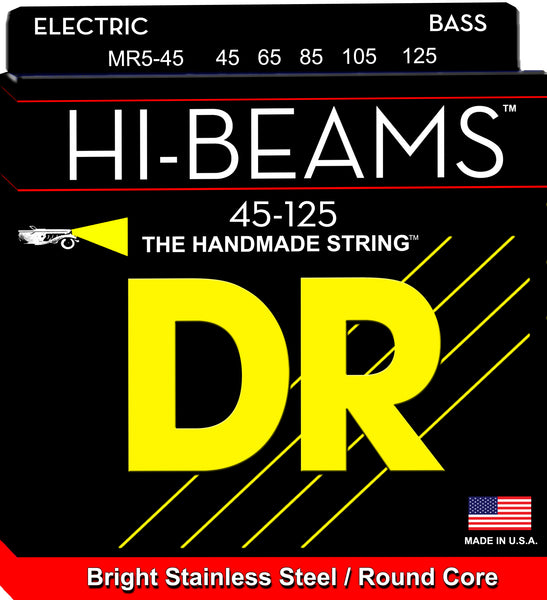 DR Strings MR5-45 Hi-Beam Stainless Steel Bass Strings (5 String). 45-125