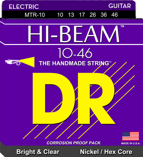 DR Strings MTR-10 Hi-Beam Nickel Plated Electric Guitar Strings. 10-46