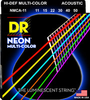 DR Strings NMCA-11 Hi-Def Neon Acoustic Guitar. Multi-Color 11-50