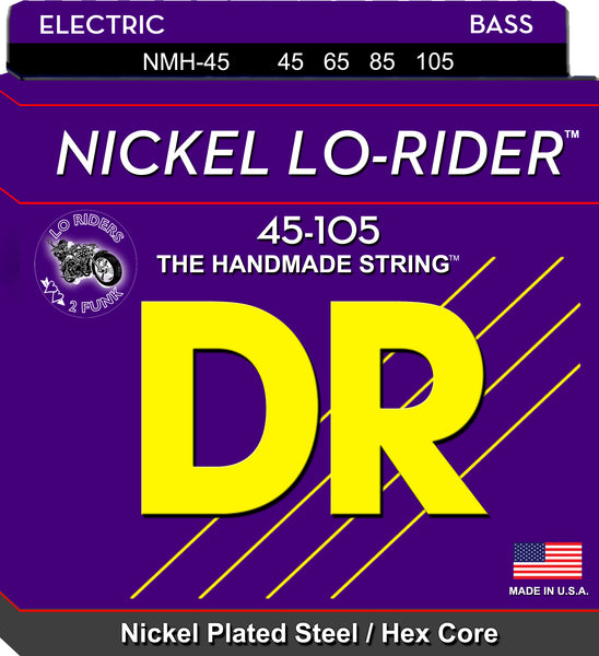 DR Strings NMH-45 Lo-Rider Nickel Plated Bass Strings. 45-105