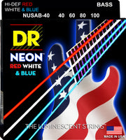 DR Strings NUSAB-40 Hi-Def Neon Bass Strings. Red White and Blue 40-100