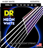 DR Strings NWA-12 Hi-Def Neon Acoustic Guitar Strings. White 12-54