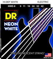 DR Strings NWE-9 Hi-Def Neon Electric Guitar Strings. White 9-42
