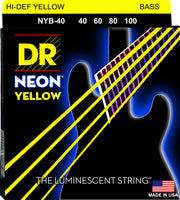 DR Strings NYB-40 Hi-Def Neon Bass Strings. Yellow 40-100