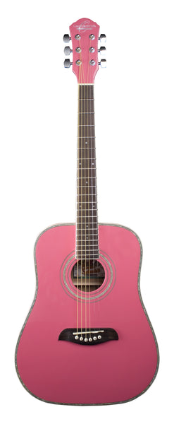 Oscar Schmidt OG1P-A 3/4 Dreadnought Acoustic Guitar. Pink