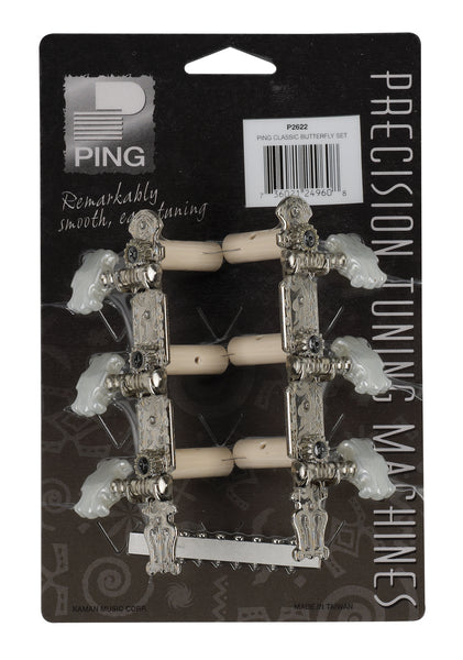 Ping P2622 Nickel Lyra Plate Classic Machine Heads. Butterfly Pearl Button