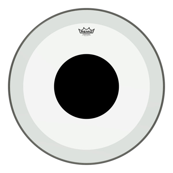 Remo P3-1324-10 Powerstroke P3 Clear Black Dot Bass Drumhead. Top Black Dot 24"