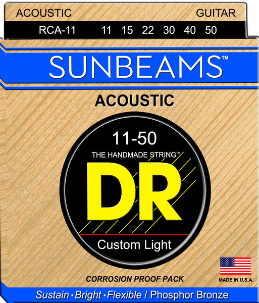 DR Strings RCA-11 Sunbeam Phosphor Bronze Acoustic Guitar Strings. 11-50