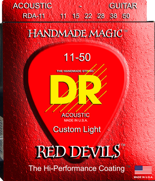 DR Strings RDA-11 Red Devils Phosphor Bronze Acoustic Guitar Strings. 11-50