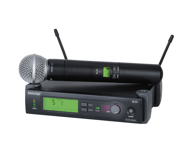 Shure SLX24/SM58-H5 System With SLX2/SM58 Handheld Transmitter. Frequency Band H5 (518-542 MHz)