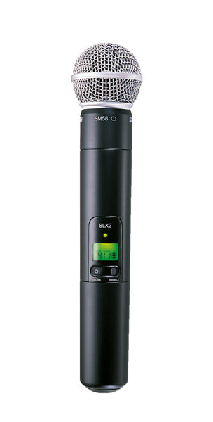 Shure SLX2/SM58-G4 Handheld Transmitter With SM58 Capsule. Frequency Band Version G4 (468-494 MHz)