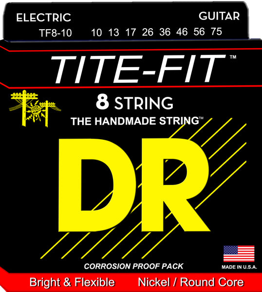 DR Strings TF8-10 Tite-Fit Nickel Plated Electric Guitar Strings (8 String). 10-75