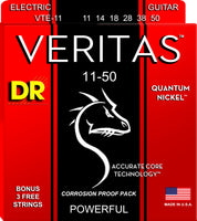 DR Strings VTE-11 Veritas Nickel Wraped Round Core Electric Guitar Strings. 11-50